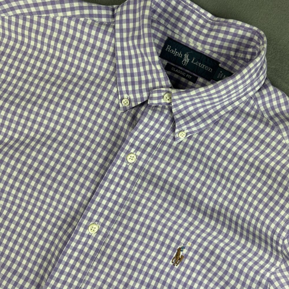 Polo Ralph Lauren Men’s Button Down Oxford Shirt Long Sleeve Check Purple Sz Med